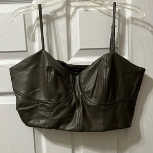 Express Green Faux Leather Crop Top
